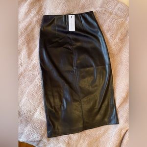 Faux leather midi pencil skirt